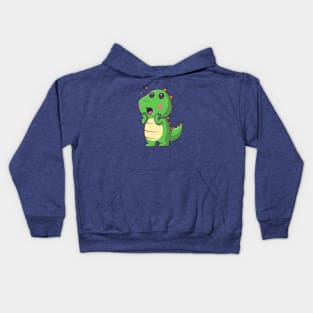 Cute Baby Dino Surprised Cartoon Kids Hoodie